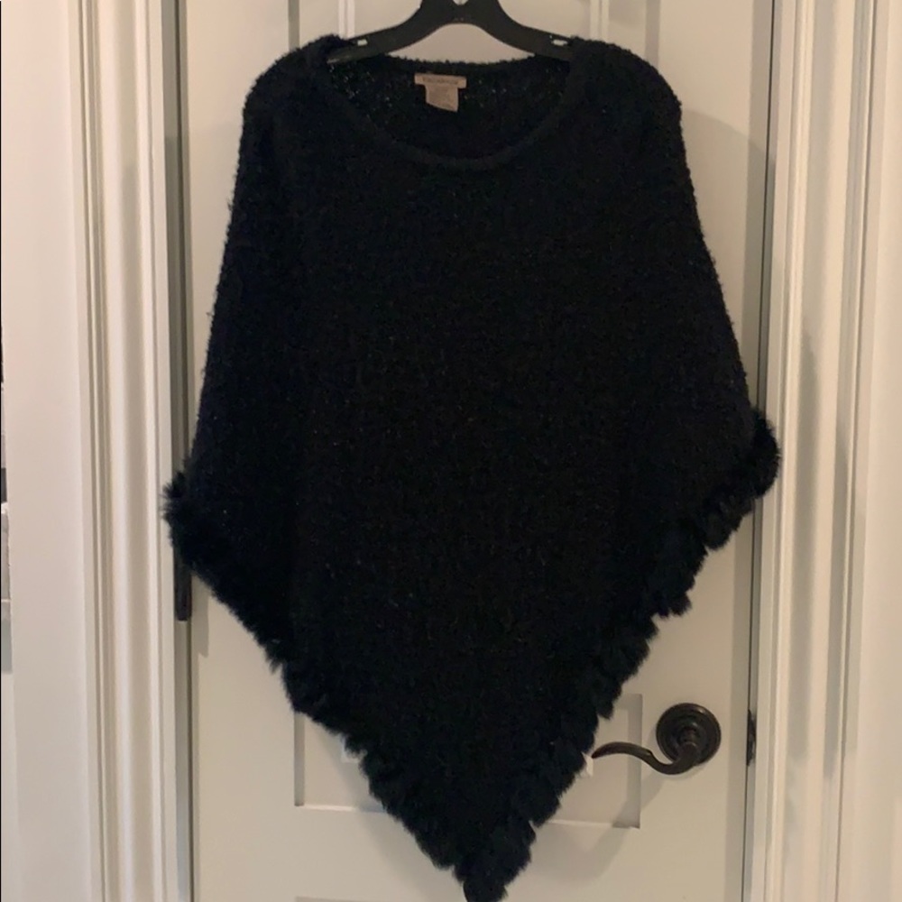 Fur trimmed poncho